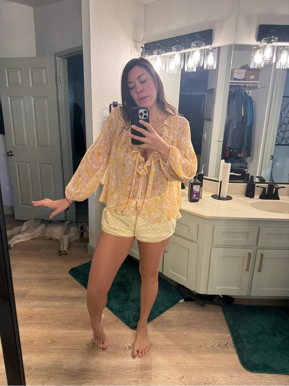 For Love And Lemons Floral Blouse - Pink and Yellow